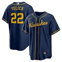 Nike Christian Yelich pour homme Marine Milwaukee Brewers réplique de joueur alternatif - Maillot