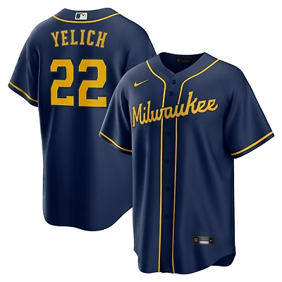 Nike Christian Yelich pour homme Marine Milwaukee Brewers réplique de joueur alternatif - Maillot