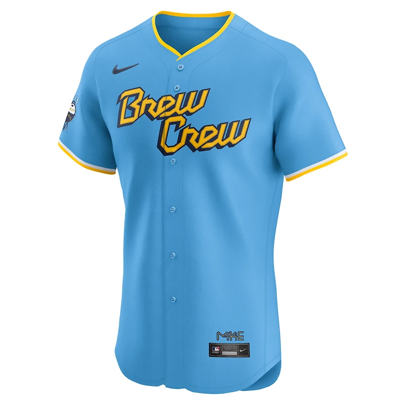 Men's Nike Christian Yelich Powder Blue Milwaukee Brewers City Connect Elite Player Jersey