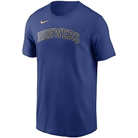 T-shirt Nike Christian Yelich Royal Milwaukee Brewers avec nom et numéro pour homme
