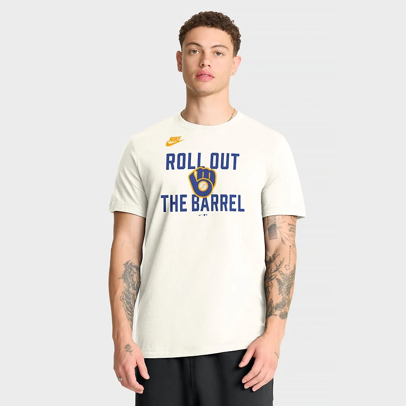 T-shirt Nike crème pour homme, collection Milwaukee Brewers Cooperstown, inspiré des années 70