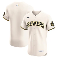 Men's Nike Cream Milwaukee Brewers Home Elite Jersey