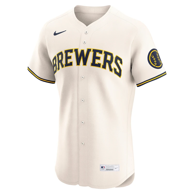 Maillot Nike crème domicile Elite des Milwaukee Brewers pour homme