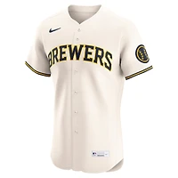 Maillot Nike crème domicile Elite des Milwaukee Brewers pour homme