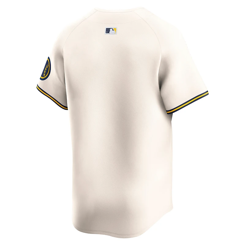 Maillot Nike crème Milwaukee Brewers Domicile Limited pour homme
