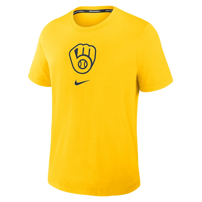 Men's Nike Gold Milwaukee Brewers Authentic Collection Early Work Tri-Blend Dri-FIT T-Shirt