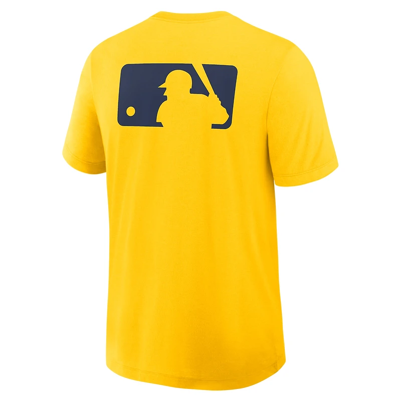 T-shirt Nike Gold Milwaukee Brewers Authentic Collection Early Work Tri-Blend Dri-FIT pour homme