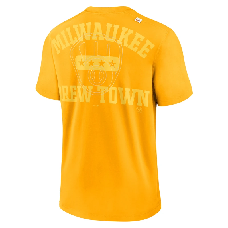 T-shirt pour homme Nike Gold Milwaukee Brewers Statement Game Over