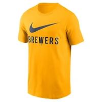 T-shirt Nike doré avec logo Swoosh des Milwaukee Brewers pour homme