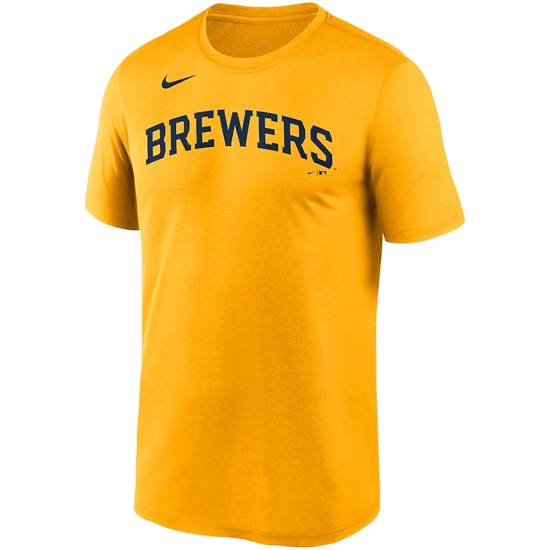 T-shirt Nike Gold Milwaukee Brewers Wordmark Legend Performance pour homme
