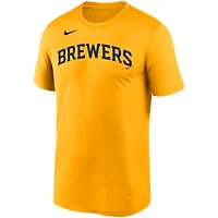 T-shirt Nike Gold Milwaukee Brewers Wordmark Legend Performance pour homme