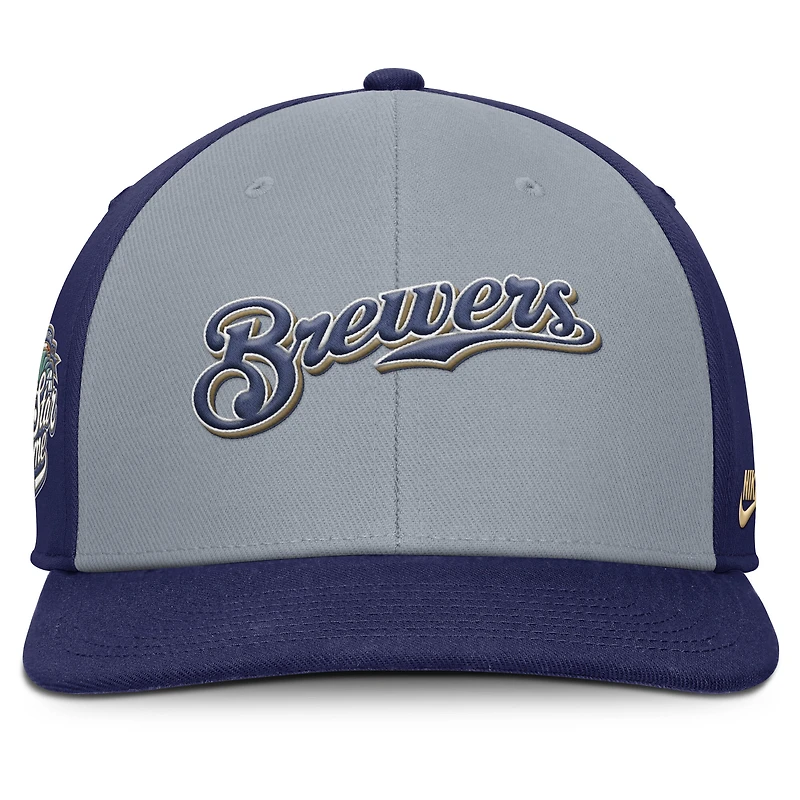 Men's Nike Gray/Navy Milwaukee Brewers Pro Performance Snapback Hat