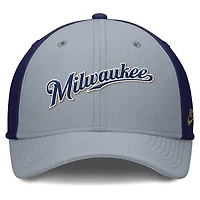 Casquette Nike Performance Flex grise/bleu marine Milwaukee Brewers Rise Swoosh pour homme