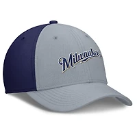 Men's Nike Gray/Navy Milwaukee Brewers Rise Swoosh Performance Flex Hat