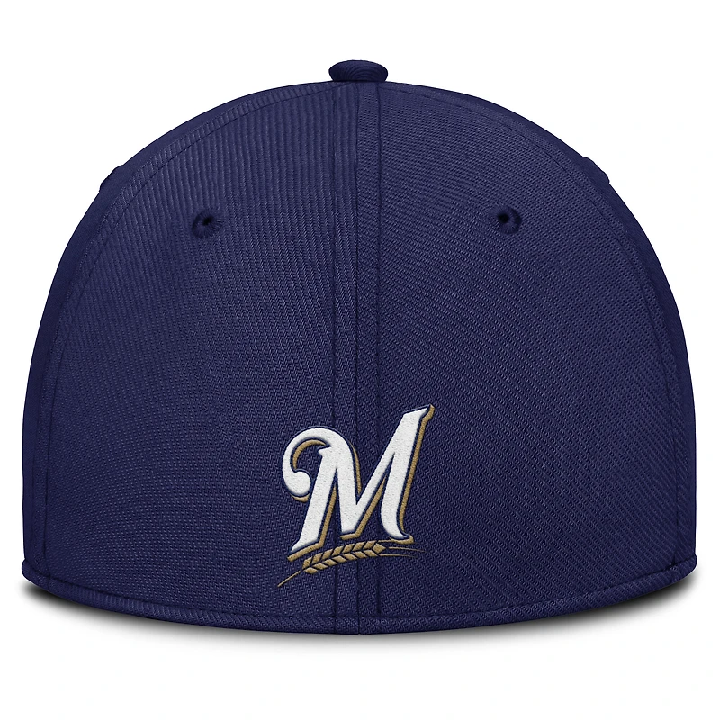 Casquette Nike Performance Flex grise/bleu marine Milwaukee Brewers Rise Swoosh pour homme