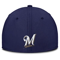 Casquette Nike Performance Flex grise/bleu marine Milwaukee Brewers Rise Swoosh pour homme