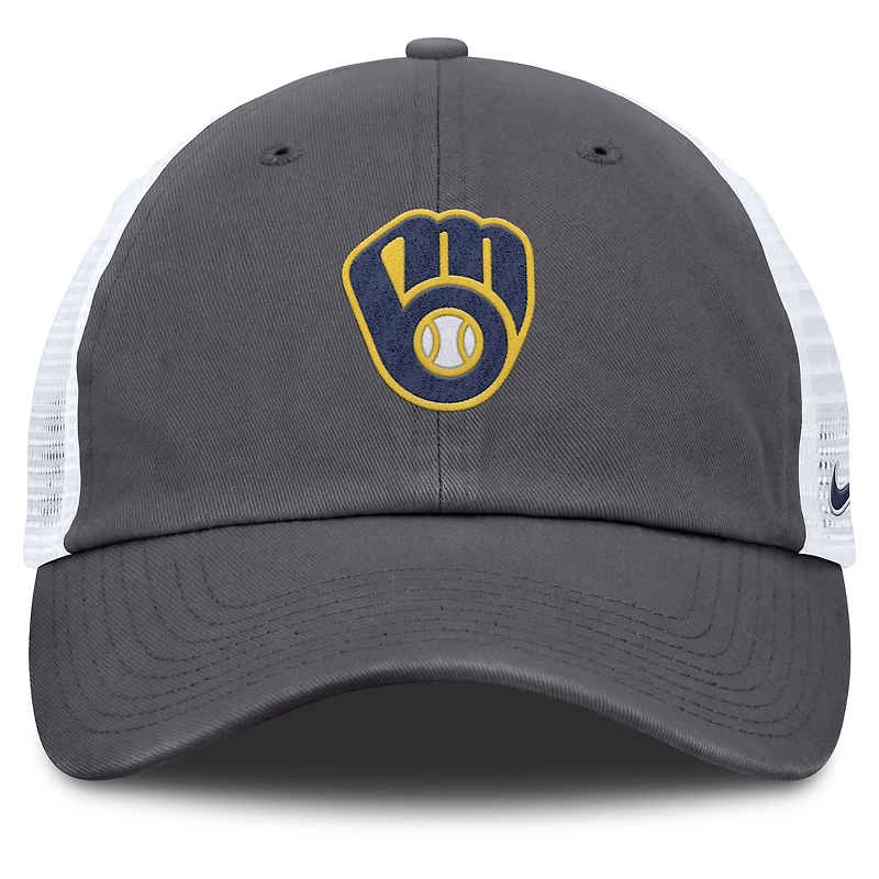 Casquette de camionneur ajustable Nike grise pour homme des Milwaukee Brewers