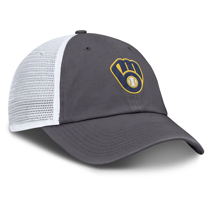 Casquette de camionneur ajustable Nike grise pour homme des Milwaukee Brewers