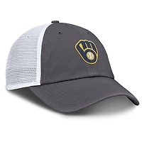Casquette de camionneur ajustable Nike grise pour homme des Milwaukee Brewers