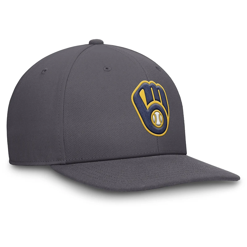 Men's Nike Gray Milwaukee Brewers Pro Performance Snapback Hat