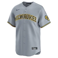Men's Nike Gray Milwaukee Brewers Road Limited Jersey