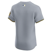 Maillot Nike gris Milwaukee Brewers Road Vapor Premier Elite Patch pour homme