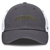 Men's Nike Gray Milwaukee Brewers Wordmark Club Adjustable Trucker Hat