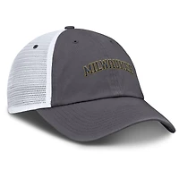 Men's Nike Gray Milwaukee Brewers Wordmark Club Adjustable Trucker Hat