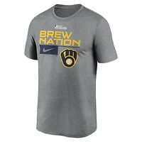 T-shirt Nike Heather Charcoal Milwaukee Brewers 2023 Postseason Legend Performance pour homme