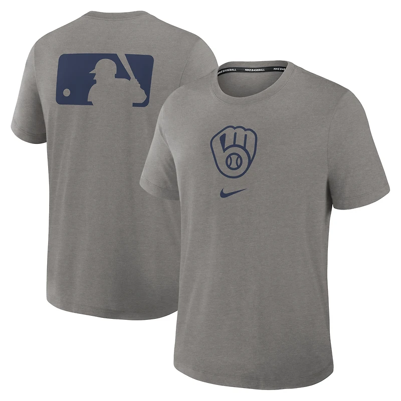 Men's Nike Heather Charcoal Milwaukee Brewers Authentic Collection Early Work Tri-Blend Dri-FIT T-Shirt