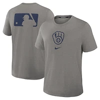 Men's Nike Heather Charcoal Milwaukee Brewers Authentic Collection Early Work Tri-Blend Dri-FIT T-Shirt