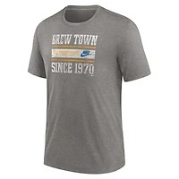 T-shirt à trois mélanges Nike Heather Charcoal Milwaukee Brewers Cooperstown Collection Local Stack pour homme