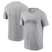 T-shirt Nike Heather Grey Milwaukee Brewers Home Team Athletic Arch pour homme