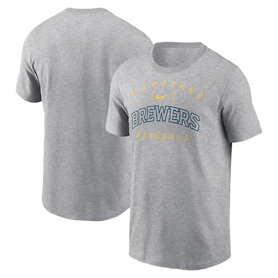 T-shirt Nike Heather Grey Milwaukee Brewers Home Team Athletic Arch pour homme