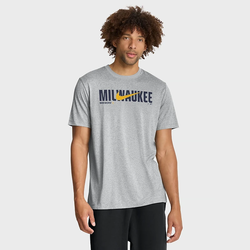 Men's Nike Heather Gray Milwaukee Brewers Swoosh Legend Dri-FIT T-Shirt