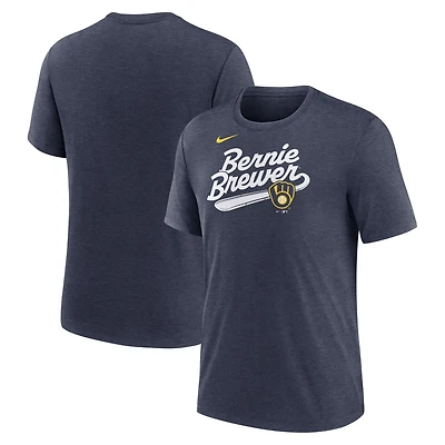 T-shirt Nike bleu marine chiné pour homme, motif mascotte des Milwaukee Brewers