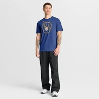 Men's Nike Heather Royal Milwaukee Brewers Cooperstown Logo Tri-Blend T-Shirt