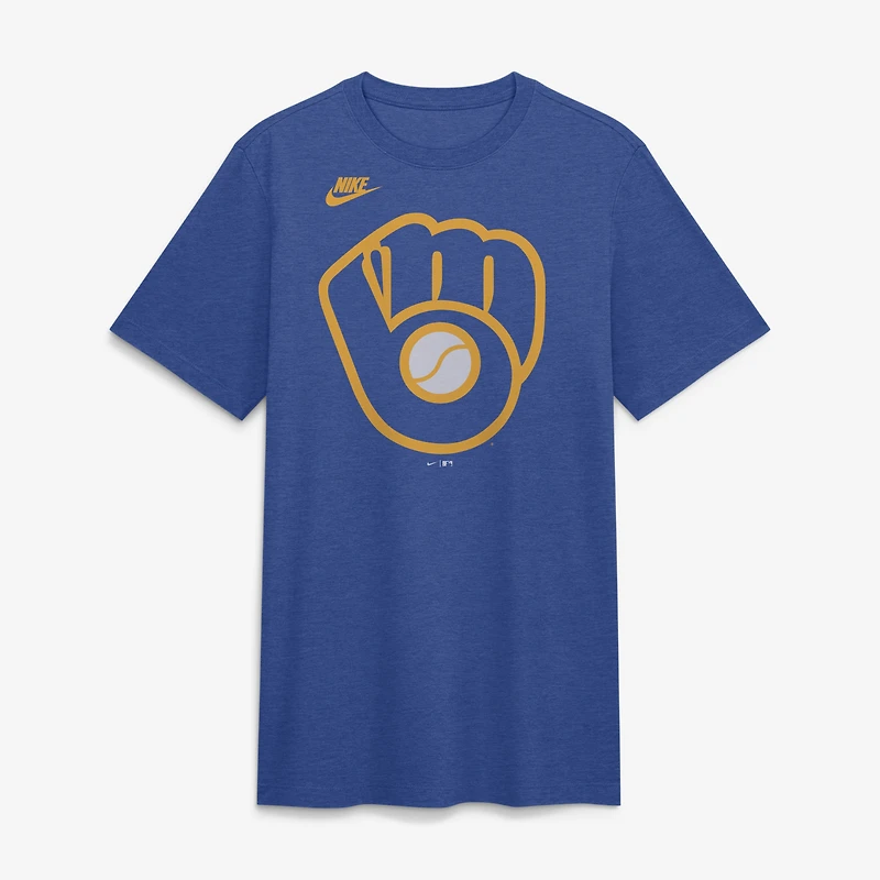 Men's Nike Heather Royal Milwaukee Brewers Cooperstown Logo Tri-Blend T-Shirt