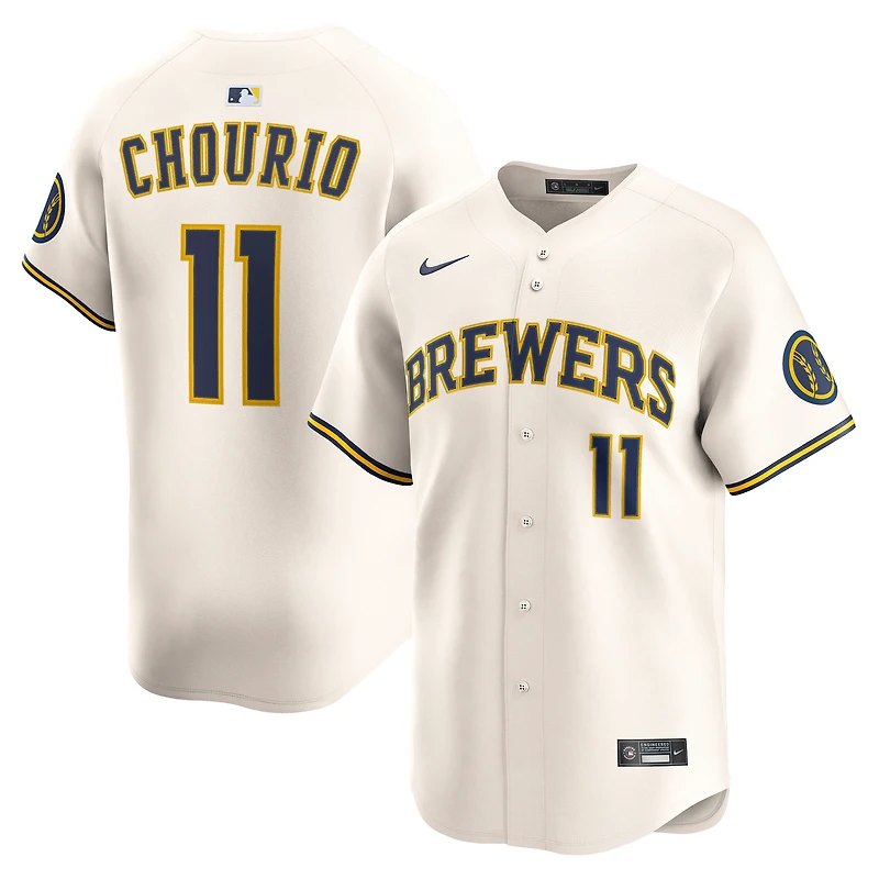 Maillot Nike Jackson Chourio crème pour homme des Milwaukee Brewers à domicile en édition limitée