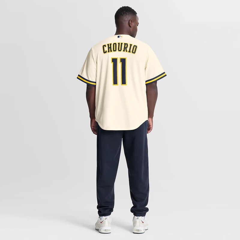Men's Nike Jackson Chourio Cream Milwaukee Brewers Home Replica Jersey