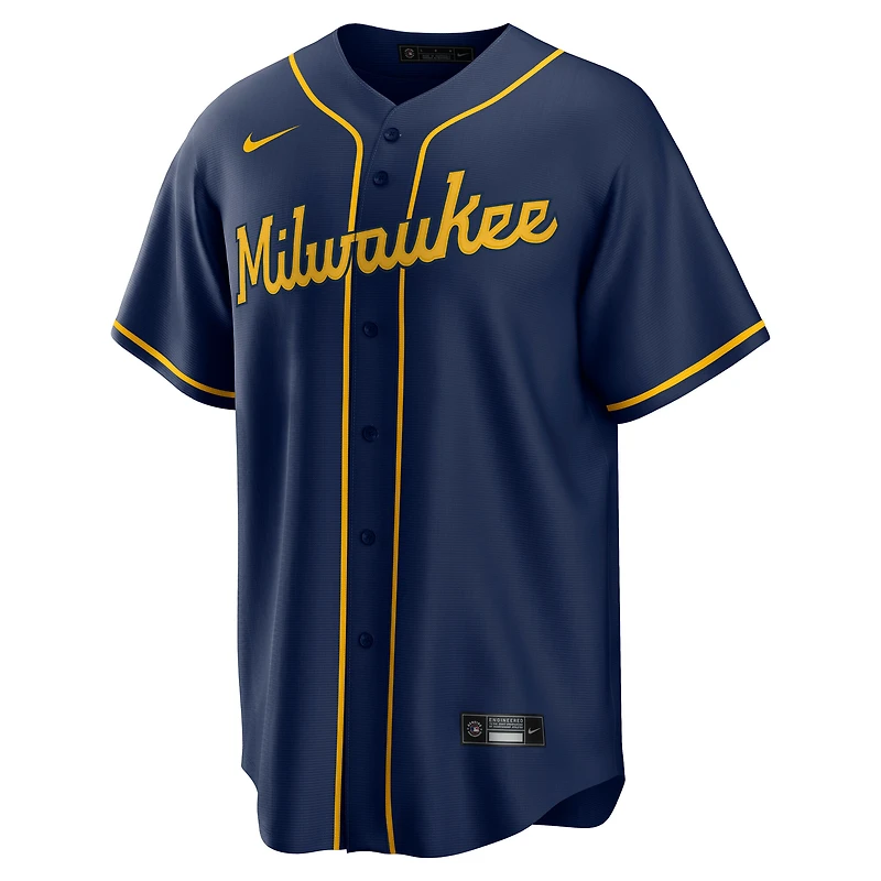 Maillot Nike Jackson Chourio bleu marine Alternate 2 Replica pour homme des Milwaukee Brewers