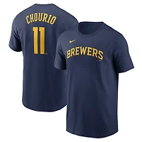 T-shirt avec nom et numéro Nike Jackson Chourio pour hommes, bleu marine, Milwaukee Brewers Fuse