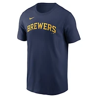 T-shirt avec nom et numéro Nike Jackson Chourio pour hommes, bleu marine, Milwaukee Brewers Fuse