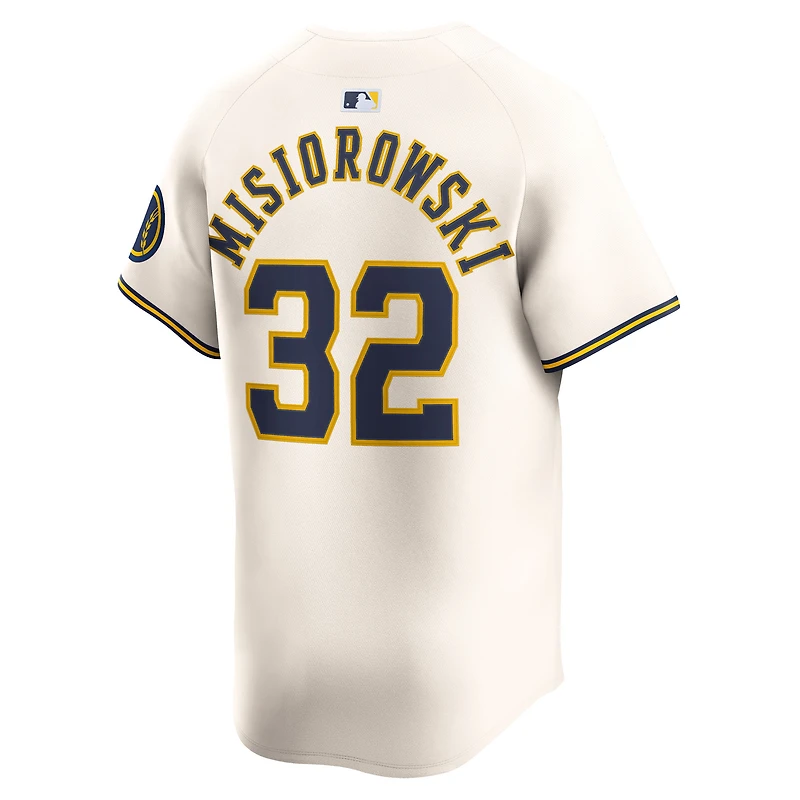 Maillot Nike Jacob Misiorowski crème pour homme des Milwaukee Brewers à domicile en édition limitée
