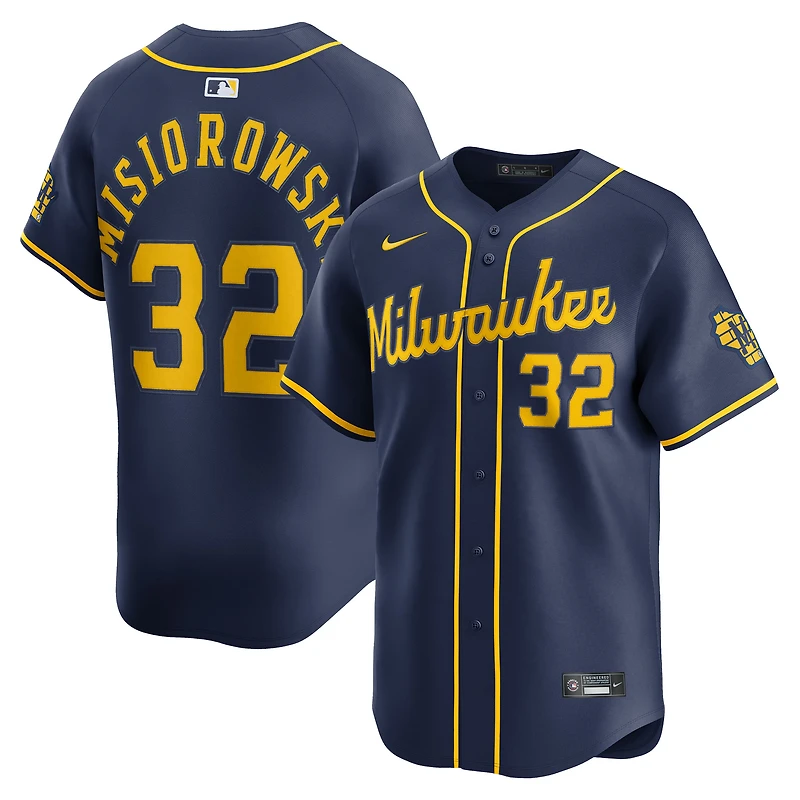 Maillot Nike Jacob Misiorowski bleu marine des Milwaukee Brewers pour homme, édition limitée