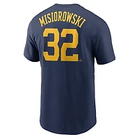 T-shirt Nike Jacob Misiorowski bleu marine pour homme avec nom et numéro Fuse des Milwaukee Brewers