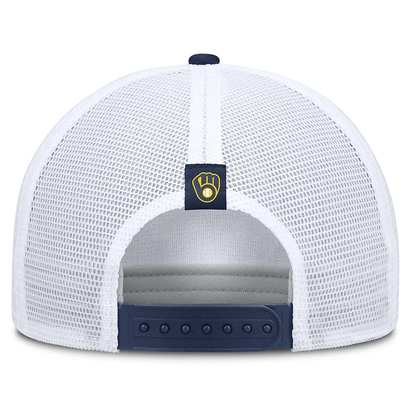 Men's Nike Khaki/Navy Milwaukee Brewers Rise A-Frame Trucker Adjustable Hat
