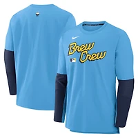 Men's Nike Light Blue Milwaukee Brewers 2025 City Connect Authentic Collection Player Dri-FIT Lightweight Pullover