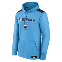 Sweat à capuche Nike bleu clair pour homme des Milwaukee Brewers Authentic Collection City Connect Therma