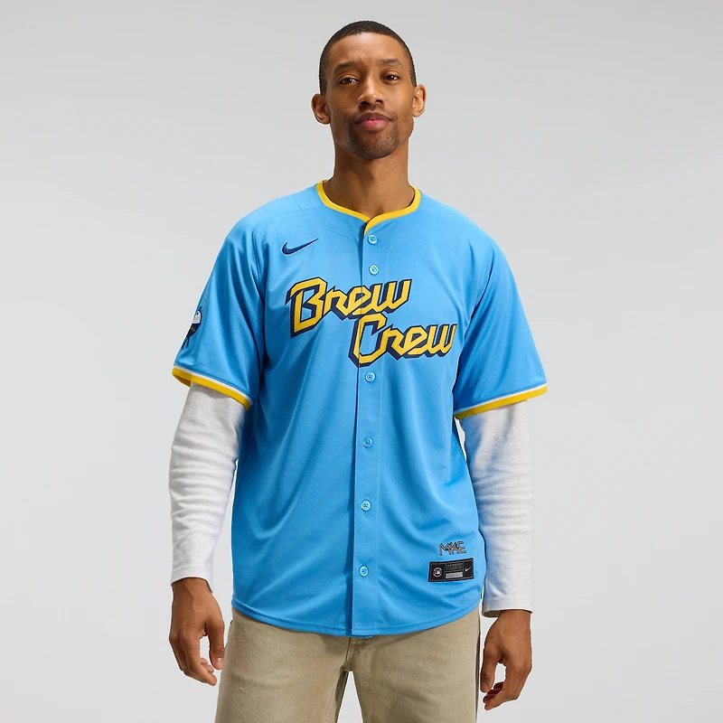 Men's Nike Light Blue Milwaukee Brewers City Connect Limited Jersey